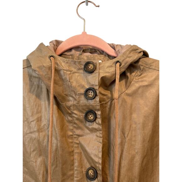 Garnet Hill Coated-Linen Hooded Utility Coastal Rain Jacket Coat 10 - Picture 8 of 16